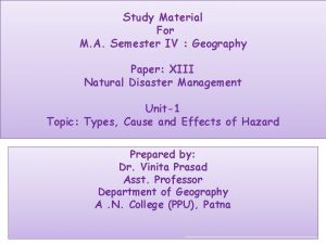 Study Material For M A Semester IV Geography