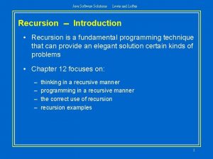 Java Software Solutions Lewis and Loftus Recursion Introduction