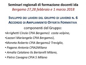 Seminari regionali di formazione docenti ida Bergamo 27