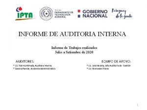 INFORME DE AUDITORIA INTERNA Informe de Trabajos realizados