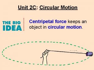 Unit 2 C Circular Motion Centripetal force keeps