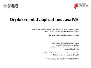 Dploiement dapplications Java ME Master MATIS Management and