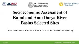Socioeconomic Assessment of Kabul and Amu Darya River