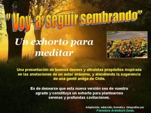 Un exhorto para meditar Una presentacin de buenos