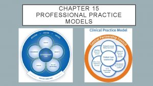 CHAPTER 15 PROFESSIONAL PRACTICE MODELS DEFINITIONS Professional Practice