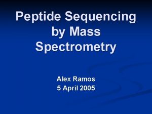 Peptide Sequencing by Mass Spectrometry Alex Ramos 5
