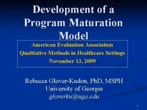 Development of a Program Maturation Model American Evaluation