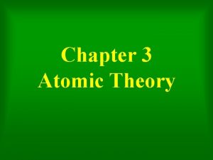 Chapter 3 Atomic Theory Early Theories 4 elements