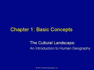 Chapter 1 Basic Concepts The Cultural Landscape An