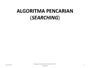 ALGORITMA PENCARIAN SEARCHING 9112021 Program Studi Sistem InformasiFTIKUNIKOM