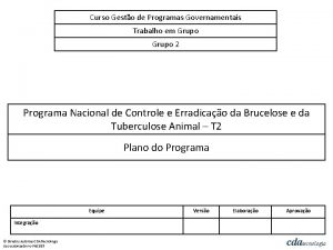 Curso Gesto de Programas Governamentais Trabalho em Grupo