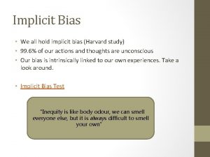 Implicit Bias We all hold implicit bias Harvard