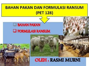 BAHAN PAKAN DAN FORMULASI RANSUM PET 128 q