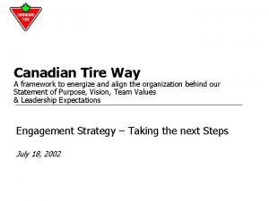 Canadian Tire Way A framework to energize and