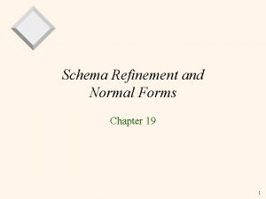 Schema Refinement and Normal Forms Chapter 19 1