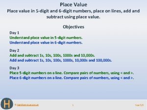 Place Value Place value in 5 digit and