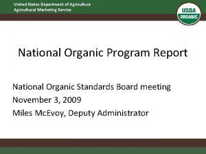 United States Department of Agriculture Agricultural Marketing Service