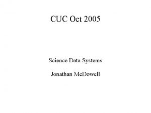 CUC Oct 2005 Science Data Systems Jonathan Mc