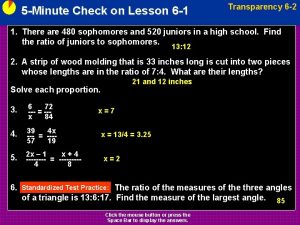 5 Minute Check on Lesson 6 1 Transparency