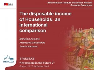 Italian National Institute of Statistics National Accounts Department