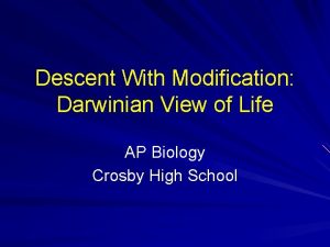 Descent With Modification Darwinian View of Life AP