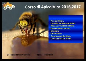 Corso di Apicoltura 2016 2017 Posa dei Melari