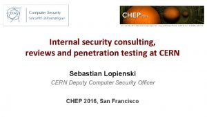 Internal security consulting reviews and penetration testing at