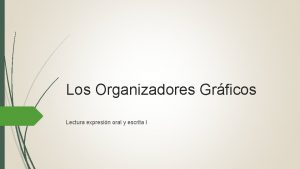 Los Organizadores Grficos Lectura expresin oral y escrita