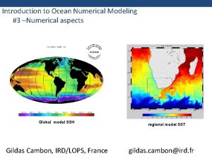 Introduction to Ocean Numerical Modeling 3 Numerical aspects