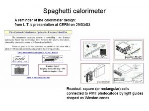 Spaghetti calorimeter A reminder of the calorimeter design
