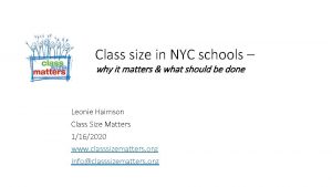 Class size in NYC schools why it matters
