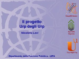 Semplifichiamo Il progetto Urp degli Urp Nicoletta Levi