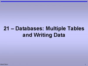 21 Databases Multiple Tables and Writing Data Mark