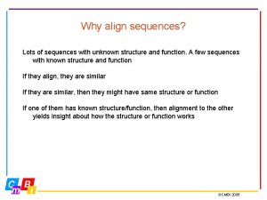 Why align sequences Lots of sequences with unknown