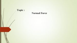 Topic Normal Force What is Normal Force In