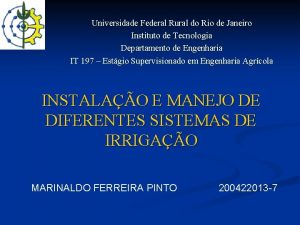 Universidade Federal Rural do Rio de Janeiro Instituto