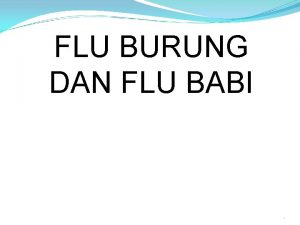 FLU BURUNG DAN FLU BABI 1 DEFINISI Penyakit