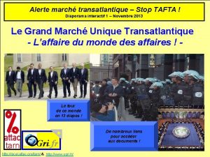 Alerte march transatlantique Stop TAFTA Diaporama interactif 1