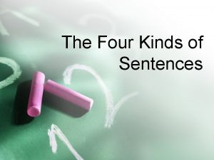 The Four Kinds of Sentences Declarative Interrogative Types