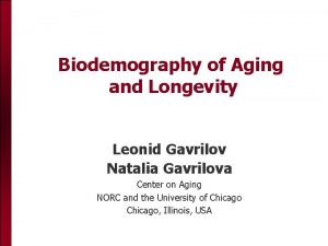 CONTEMPORARY METHODS OF MORTALITY ANALYSIS Biodemography of Aging