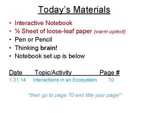 Todays Materials Interactive Notebook Sheet of looseleaf paper