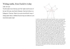 Writing maths from Euclid to today ONE EUCLID