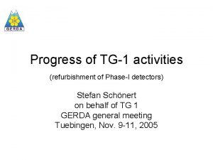 Progress of TG1 activities refurbishment of PhaseI detectors