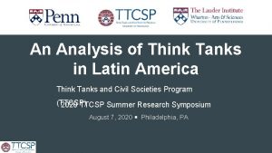 An Analysis of Think Tanks in Latin America