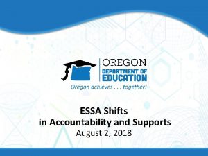 ESSA Shifts in Accountability and Supports August 2