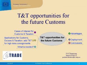 European Commission Taxation and Customs Union TT opportunities