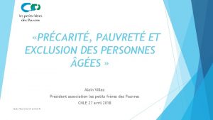 PRCARIT PAUVRET ET EXCLUSION DES PERSONNES GES Alain