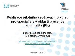 Realizace pilotnho vzdlvacho kurzu pro specialisty v oblasti