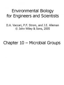 Environmental Biology for Engineers and Scientists D A