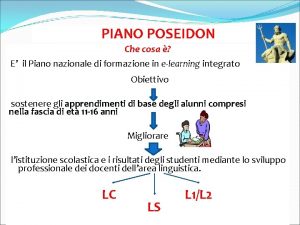 PIANO POSEIDON Che cosa E il Piano nazionale